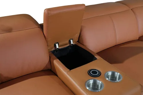 Vista 486 de BlackJack Furniture Venice - Sofá modular de cuero italiano de grano superior de 5 piezas con 3 reclinables eléctricos, reposacabezas ajustable