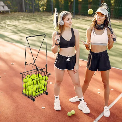 Vista 8 de ParseBio Recogedor portátil de pelotas de tenis y pickleball con rueda, capacidad para 90 pelotas de tenis, cesta recolectora de pickleball