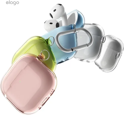 Vista 7 de elago Funda transparente compatible con Estuche AirPods 4 - Compatible con Estuche AirPods de 4ª generación, mosquetón incluido, reducción