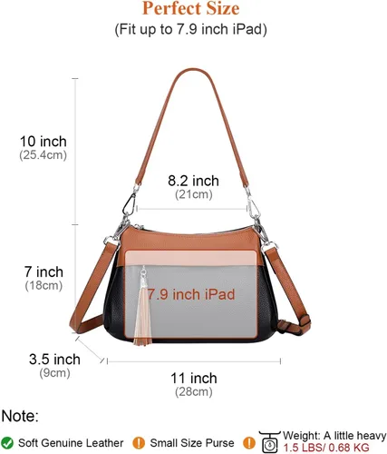Vista 5 de Over Earth Bolsos de cuero para mujer, bolso de hombro pequeño Hobo para mujer