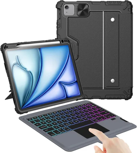 Vista 19 de Nillkin Funda para iPad de 9ª generación (10.2 pulgadas, 2021) con teclado desmontable, trackpad mágico, retroiluminación de 7 colores, modos