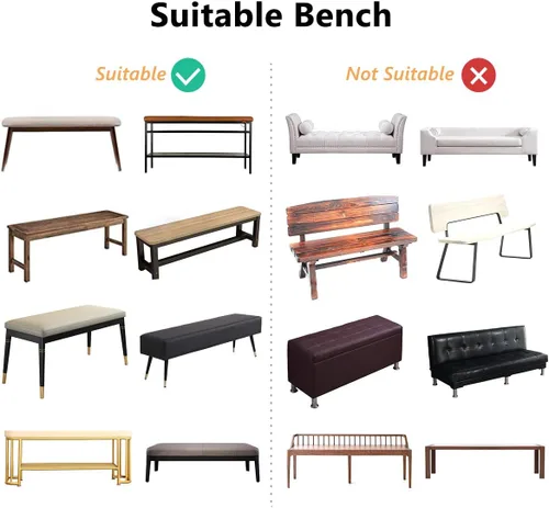 Vista 8 de Fundas de banco Fundas de banco lavables rectangulares para comedor con elástico inferior Funda protectora elástica de muebles para sala