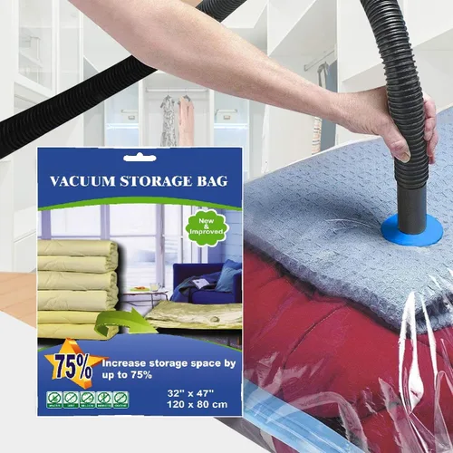 Vista 2 de Paquete de 50 bolsas de almacenamiento al vacío para mudanzas, ahorro de espacio, extra grande para ropa, mantas, edredones, almohadas, ropa