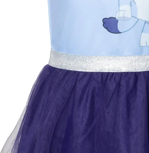 Vista 5 de Bluey Vestido de manga corta de malla para niñas grandes