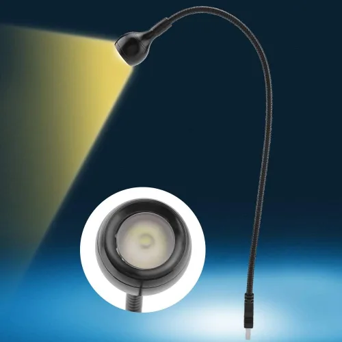 Luz de computadora de cuello de cisne, lámpara de escritorio portátil USB LED de cuello flexible de 1 W, lámparas con puerto de carga USB para 04