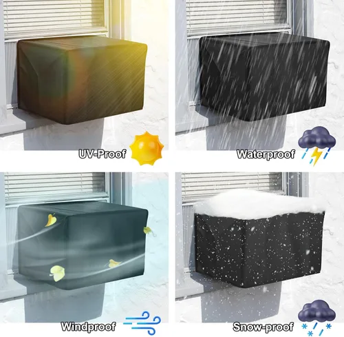 Vista 4 de Fundas de aire acondicionado para exteriores 600D y cubierta de aire acondicionado interior para ventana en forma de U, con correas ajustables