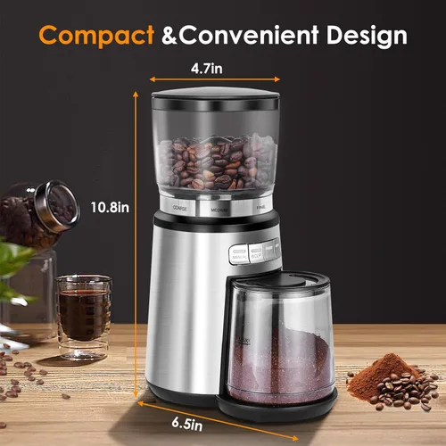 Vista 8 de Electric Burr Coffee Grinder, Adjustable Burr Mill Coffee Bean Grinder with 20 Grind Settings 10Cup for Espresso, Drip, French Press, Pour Over
