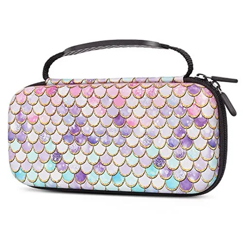 Lokigo Mermaid Carrying Case for Nintendo Switch Lite, Ultra Slim Protective Portable Hard Shell Pouch Travel Bag for Switch Lite Console &