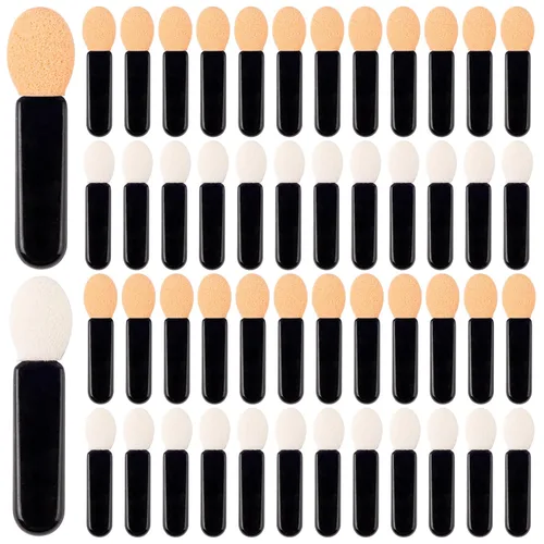 Vista 11 de AUEAR, Paquete de 50 pinceles desechables para sombra de ojos, aplicadores de esponja ovalada con punta ovalada, brocha de doble cara, herramienta