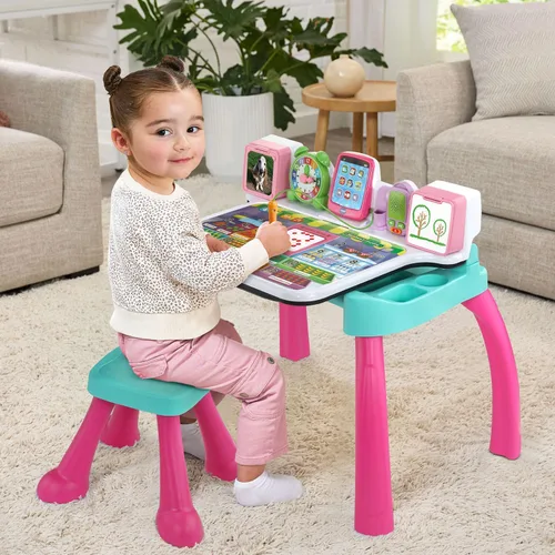 Vista 6 de VTech Escritorio de actividades Deluxe para explorar y escribir (embalaje sin frustraciones), Azul