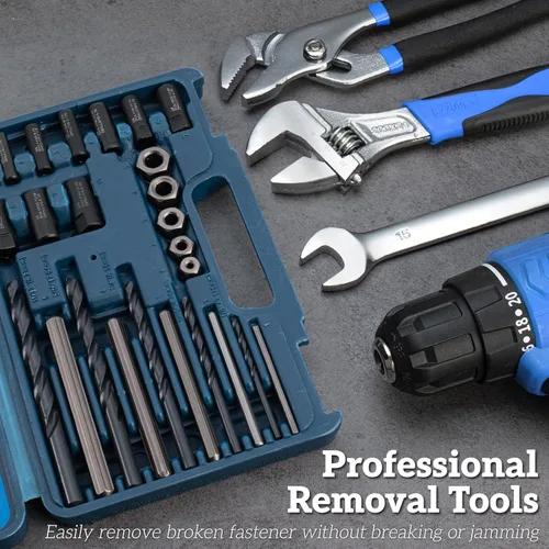 Vista 8 de Extractor de Pernos Rotos, Juego de 25 Piezas de Extractores de Brocas, Guías de Brocas Easy Out, Kit Extractor de Taladro para Remover Pernos
