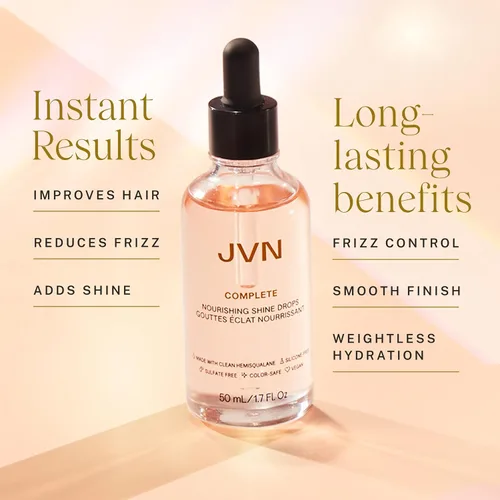 Vista 5 de JVN Gotas nutritivas completas de brillo, 1.7 onzas líquidas, para combatir el encrespamiento, aceite suavizante del cabello para brillo y fuerza