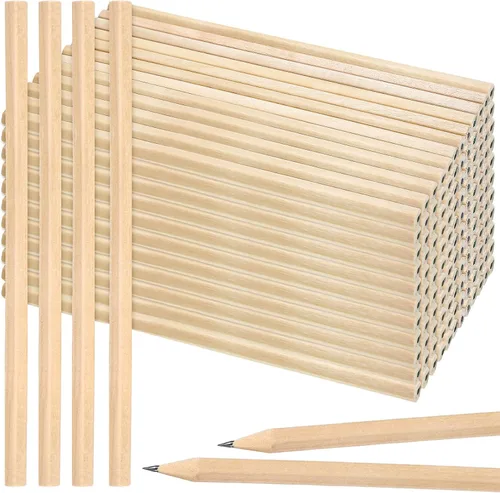 Vista 8 de Fumete 100 lápices de madera a granel, sin borrador, Hexagonal HB, grafito sin afilar, lápices de madera natural sin borradores, regalos de aula