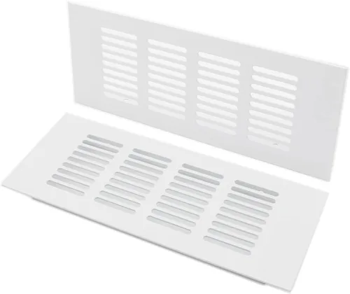 2 fundas para ventilación de aire, rejilla de ventilación de aleación de aluminio blanca rectangular, cubierta de rejilla de metal para armario,