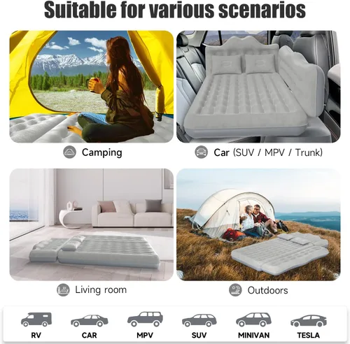 Vista 7 de colchón de aire para coche, colchón inflable para SUV y camión, colchón de aire para asiento trasero, cama inflable para camping, colchón de aire