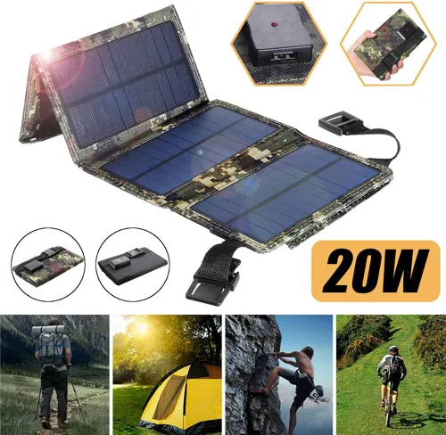 Vista 7 de Generic Panel solar de carga de 10 W 5 V, bolsa plegable solar, panel de carga portátil al aire libre para teléfono móvil o mini ventilador, con un