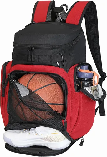 Vista 8 de LARIPOP Mochila de Baloncesto Grande Bolsa Deportiva, Bolsa de Gimnasio con Compartimento para Balón y Compartimento para Zapatos para Almacenar