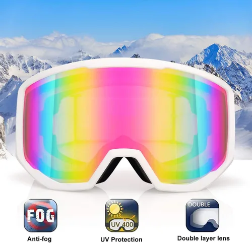 Vista 2 de EXP VISION Gafas de esquí/snowboard para hombres y mujeres, gafas de nieve OTG antiniebla con protección UV