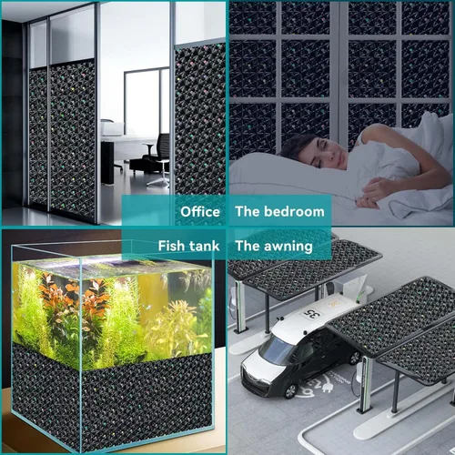 Vista 5 de Windimiley Película de Privacidad para Ventana con Bloqueo Total, Película de Ventana de Vidrio Manchado Control de Calor UV, Película Decorativa