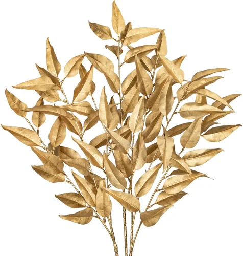 Vista 13 de Hollyone 20 piezas de ramas de eucalipto artificiales con purpurina para árbol de Navidad, ramas de eucalipto artificiales de 13 pulgadas, tallos