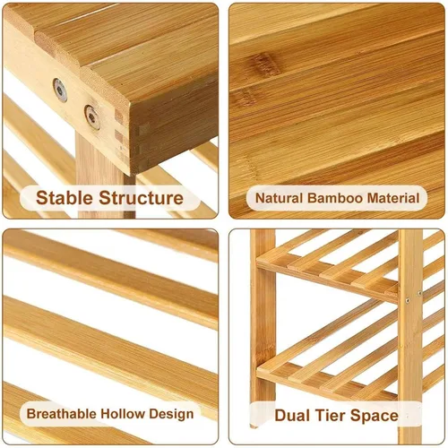 Vista 4 de GRFIT Entryway Shoe Rack 3 Tier Entryway Shoe Rack Storage Bench Multi-Use Shoe Rack Bench Furniture for Hallway Bathroom Living Room Shoe Organizer