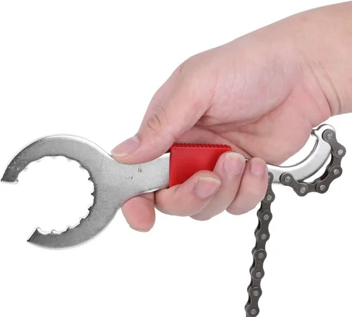 Vista 7 de HERCHR Kit de herramientas de reparación de bicicletas, funda de soporte inferior multifunción Casette Volante para quitar la manivela de la cadena