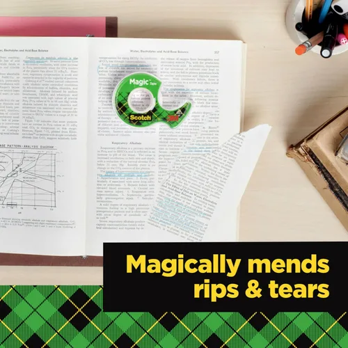 Vista 6 de Scotch Cinta mágica, invisible, reparación de tarjetas de Navidad y uso como suministros de envoltura de regalo para Navidad, 2 rollos de cinta