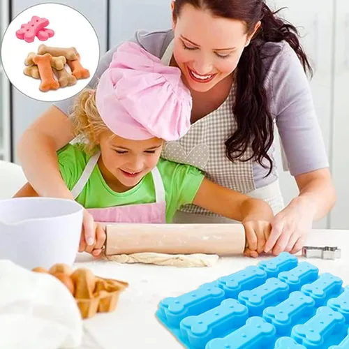 Vista 3 de 2 moldes de silicona, moldes de golosinas para perros, para hornear, moldes antiadherentes para huesos de perro para chocolate, dulces, pudín