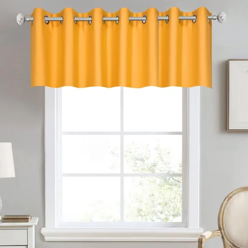 Vista 61 de DECOVSUN Cenefa de cortina opaca amarilla brillante para ventanas de cocina, cenefa opaca con ojales para dormitorio, cenefa corta y recta para sala