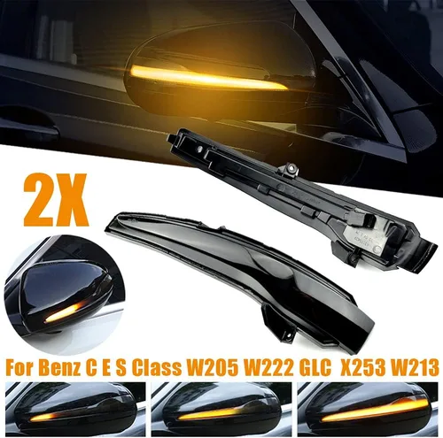 Vista 6 de Parpadeo secuencial dinámico compatible con Be-nz C E S GLC W205 X253 W213 W222 V Clase W447 LED espejo lateral intermitente montaje