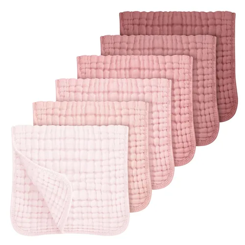 Looxii Paquete de 6 paños de muselina para bebé, 20 x 10 pulgadas, ultra suaves y absorbentes, 6 capas 100% algodón para escupir y babear, paño