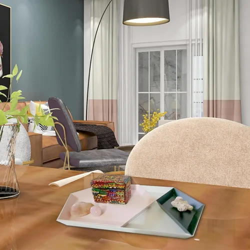 Vista 4 de E&E SYL - Bandeja decorativa para mesa auxiliar, juego de bandejas apilables, bandejas para servir alimentos, bandejas para entretener, decoración