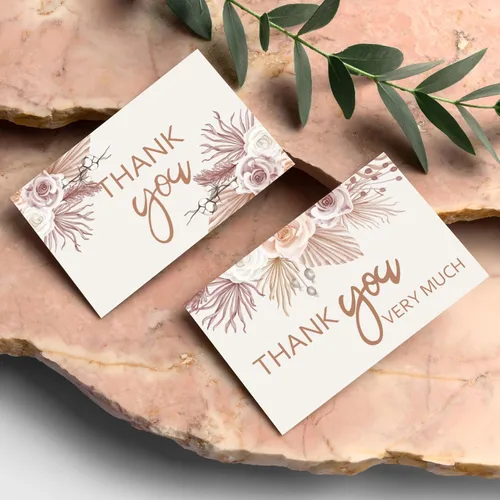 Vista 6 de AnyDesign Tarjetas de agradecimiento florales bohemias a granel, paquete de 36 ramos de rosas bohemias, tarjetas de notas con calcomanías de sobre
