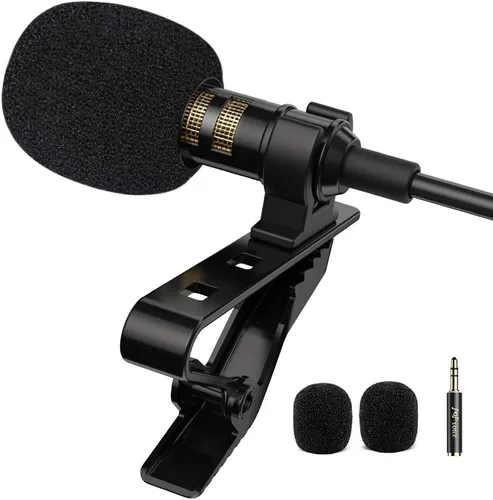 PoP voice Micrófono de solapa Lavalier profesional Micrófono condensador omnidireccional para iPhone Android Smartphone, micrófono de grabación para