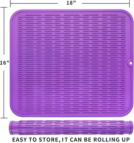 Vista 703 de MicoYang Alfombrilla de Silicona para Secar Platos de Múltiples Usos, Fácil de Limpiar, Ecológica, Alfombrilla de Silicona Resistente al Calor