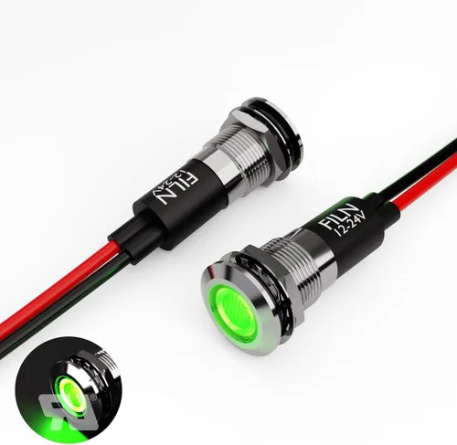 Vista 8 de 2 piezas 12 mm (1/2") Luz indicadora LED roja impermeable, lámpara de señal de metal, 5 V, 12 V, 24 V, IP67, luz de piloto, tablero, para coche