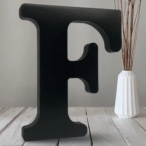 Vista 13 de AOCEAN Letras de madera negra de 10 pulgadas, letras de madera sin terminar para Halloween, letras decorativas de pie, rebanadas, decoración