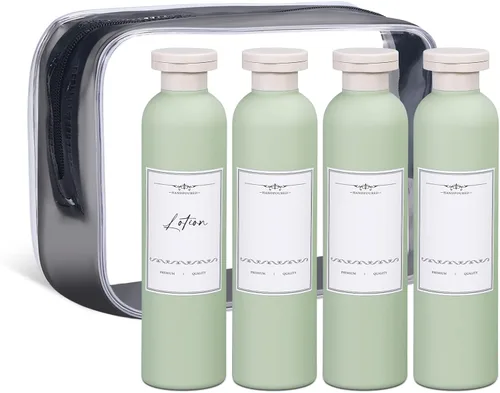 Vista 9 de ASEVAT Botella de plástico exprimible de 3.4 onzas para loción, recipiente vacío de plástico para champú y acondicionador, botellas de plástico