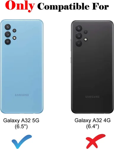 Vista 2 de Funda para Galaxy A32 5G, piel sintética tipo cartera para Samsung Galaxy A32 5G, funda protectora magnética con carcasa interior de TPU a prueba