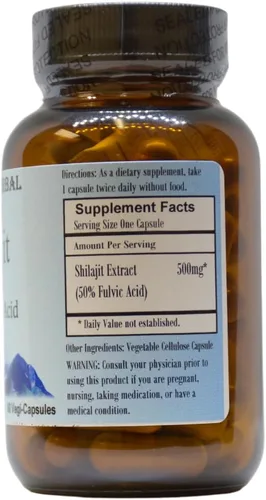 Vista 2 de Barlowe's Herbal Elixirs Extracto de ácido fúlvico Shilajit 50% ácido fúlvico 500 mg 60 cápsulas vegetales