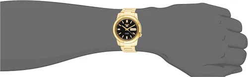 Vista 4 de SEIKO SNKK22 - Reloj analógico de acero inoxidable chapado en oro con esfera negra NegroDoradoEsqueleto Bobinado automático