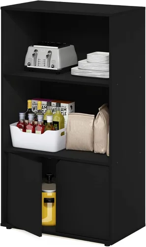 Vista 24 de Furinno Turn-N-Tube - Carrito de almacenamiento de cocina de 4 niveles sin herramientas, pino ámbar/negro