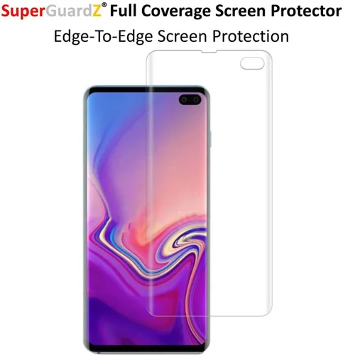 Vista 2 de [Paquete de 3] Protector de pantalla para Samsung Galaxy S10+ / S10 Plus [cobertura completa curvada 3D], SuperGuardZ, antirreflejos, mate