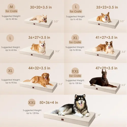 Vista 3 de EHEYCIGA Camas ortopédicas para perros grandes con funda extraíble lavable para jaula, camello, 35 x 23 pulgadas