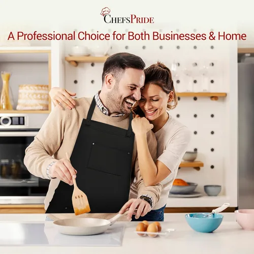 Vista 7 de CHEFSPRIDE Professional Chef Apron for Men & Women - 100% Cotton Adjustable Kitchen Chef Apron with Cross Back & Tool Pockets