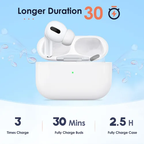 Vista 4 de Funda de carga compatible con AirPods Pro 1ª/2ª, 660 mAh, funda de carga inalámbrica de repuesto para Air Pod Pro 1 y 2 generación con botón