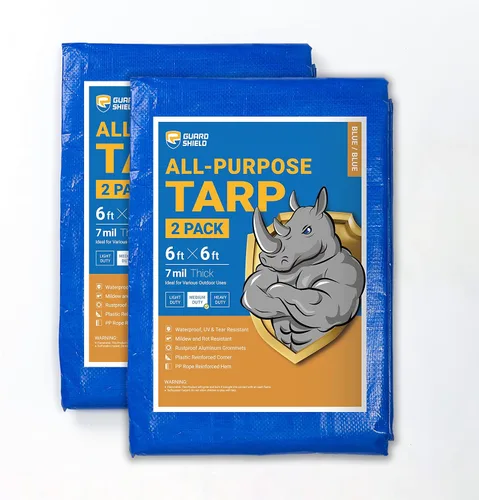 Vista 13 de GUARD SHIELD - Lona negra impermeable de 6 x 6 pies, cubierta de lona de polietileno, de servicio medio y uso general de 7 mil