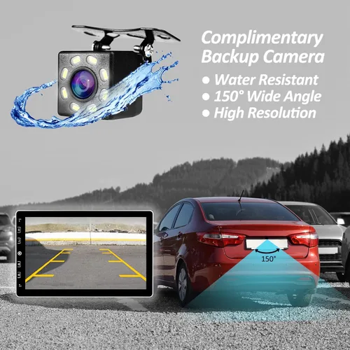 Vista 4 de Estéreo de coche de doble DIN – Radio de coche con pantalla táctil de 10 pulgadas, reproductor multimedia Bluetooth con cámara de respaldo