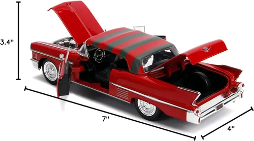 Vista 7 de Jada Toys 1:24 Nightmare - '57 Cadillac W/Figure, rojo, estándar, 26066