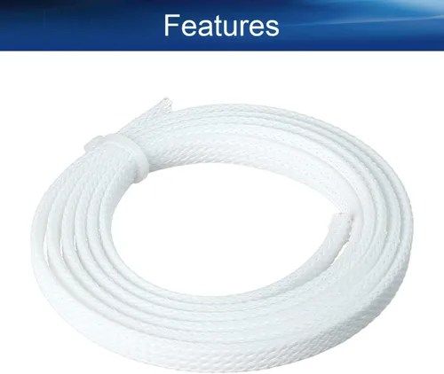 Vista 3 de Bettomshin 1 funda de organización de cables de 3.28 pies (3.3 ft), protector de cable blanco PET de 1/4 pulgadas de ancho, tubo de telar de alambre